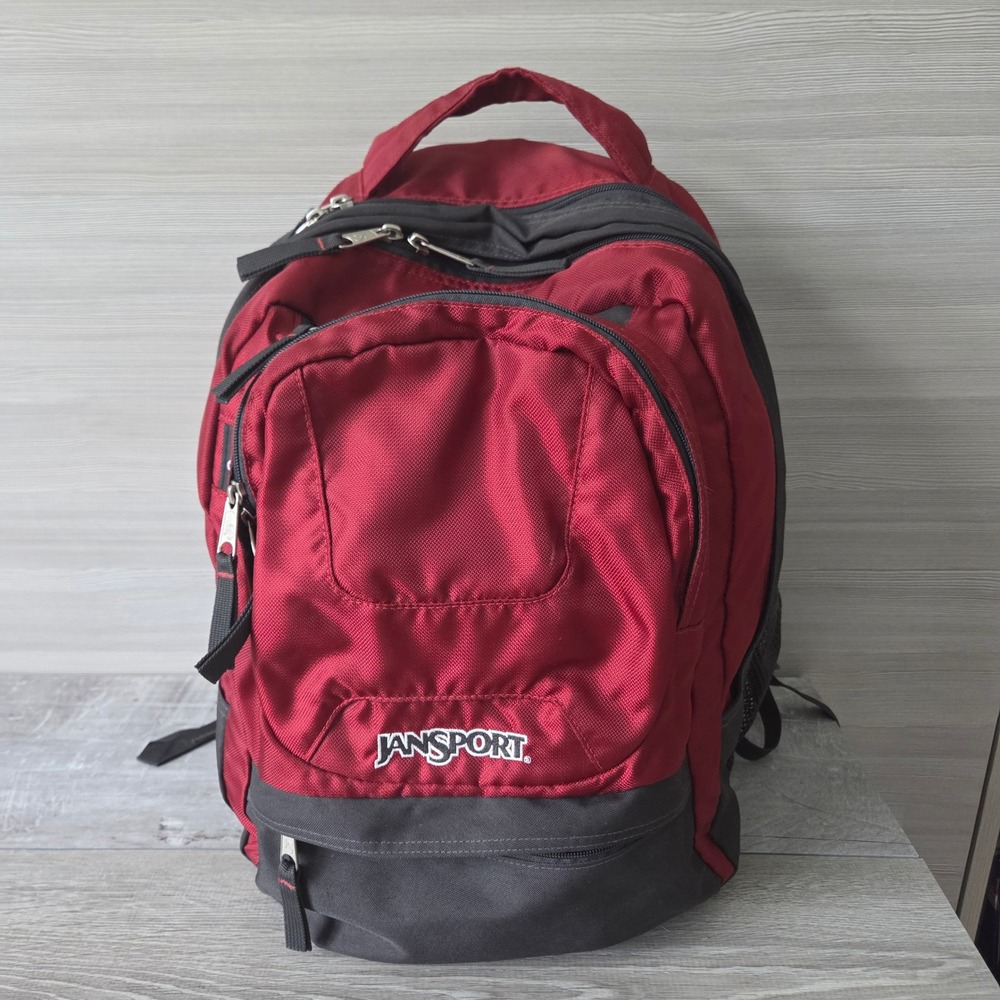 JanSport Airlift TEC4 Backpack Vtg Y2K Red Black Laptop Hiking Daypack TB5O0310